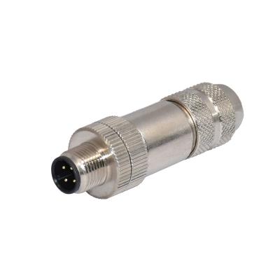 China AWG24 M12 Straight Metal Waterproof Connector CuZn PA Rectangular for sale