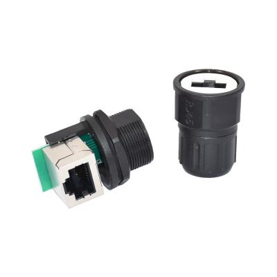 China Conector al aire libre de la prenda impermeable del soporte del panel del acoplador IP68 Rj45 de Ethernet Rj45 en venta