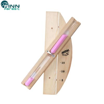 China Factory Price Pine Wood 15 Minute Sauna Sand Timer Hourglass Wall Bracket Clock for sale