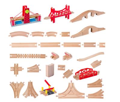 China Eco-friendly Montessori DIY Material Educational Wooden Toys Wooden Train Track Set Railway Wooden Train Toy For Kids for sale