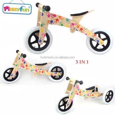 China New Design Educational Gift 2021 Best Multi 3 in 1 Bicycle Toy Kids Wooden Balance Bike for Sale AT12405 for sale