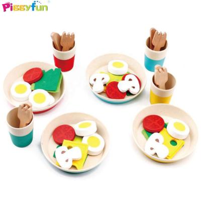 China Pretend Play Toy Set Children Simulation Fun Salad Bowl Set Wooden Game Toys Kids Game Salad AT11110 for sale