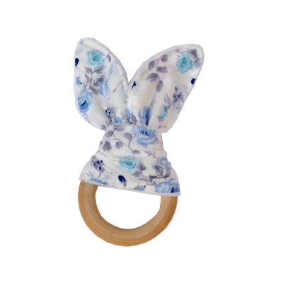 China Soft Toy Organic Teething Rings Bunny Ear Teether For Baby for sale