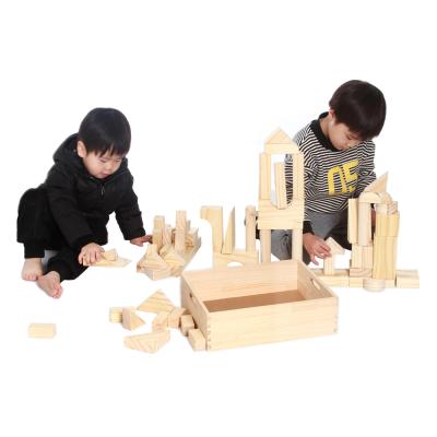 China Educational Building Toy 64piece Kids Wooden Wooden Building Block Toys Set For Children for sale