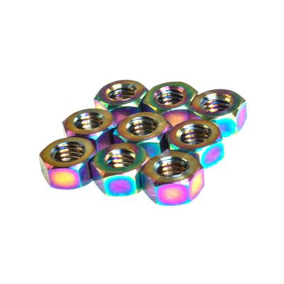 China M6 Customizable High Quality Rainbow Colors Heavy Industry Factory Titanium Hex Nut for sale