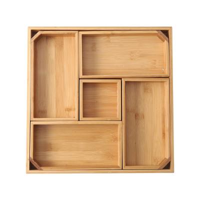 China Freshness preservation bamboo supplies, multi-grid dried fruit boxes, modern simple snacks, tea kettle tray LN018# for sale