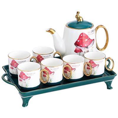 China Viable Nordic fashion household black tea cup classic pot 1 6 cups 1 tray coffee cup ceramic set for sale