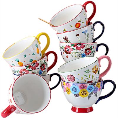 China Sustainable Store Recommended Heat Insulation And Hand Painted Anti Scalding Big Belly Breakfast Cup for sale