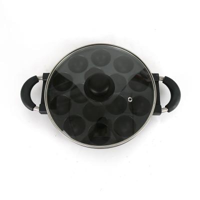 China 15 Hole Aluminum Transitional Black Round Mold Household Cake Pan With Glass Lid Kitchen Cookware Set for sale