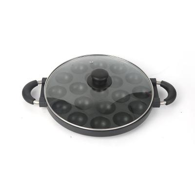 China 19 Holes CLASSIC Household Polygonal Black Cake Mold With Glass Lid Pan Aluminum Pan Kitchen Cookware Set for sale