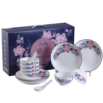 China Wholesale Custom Viable Ceramic Dinnerware Set Gift Box Set Bowl And Dish Set Manufacturer DN065# for sale