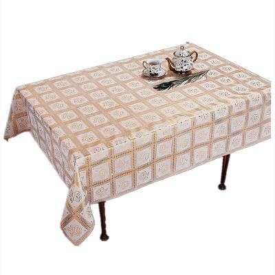 China Oil-proof And Waterproof Tablecloth GN046# Custom Processing PVC Rectangular Lace Waterproof Household Tablecloth Hot Stamping for sale