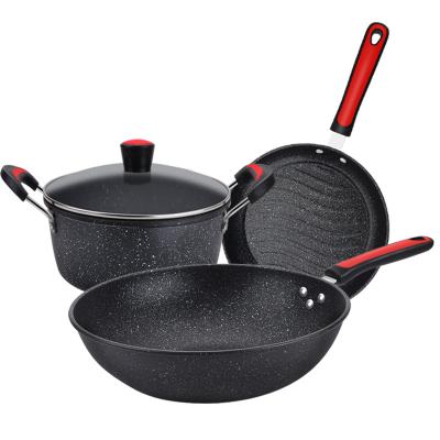 China Viable wholesale maifan stone wok soup household pots factory kitchen nonstick cookware set for sale