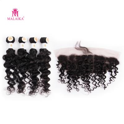 China No Tangle MALAIKA Hot Selling 4+1 Headbands Deep Wave Hair Weaves Cheap Bundle Hair Bundles With Closure for sale