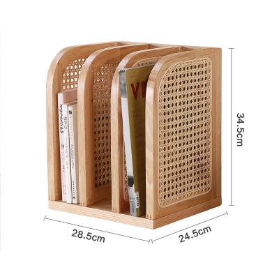 China Modern Shalem Naturalist Furniture Sold Wood With Rattan Shelf On The Desk Decoration Storage Handmade Home Book Shelves for sale