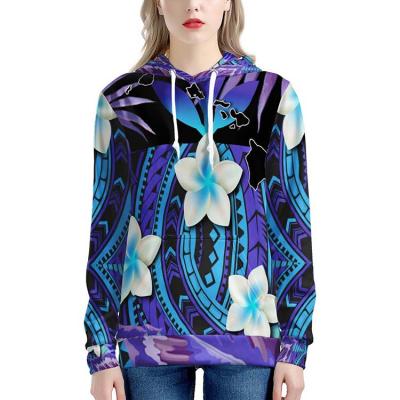 China Anti-pilling Long Sleeve Colorblock Pullover Hoodies Tops Polynesian Traditional Tribal Print Sweatshirts Custom Women Hoodie for sale