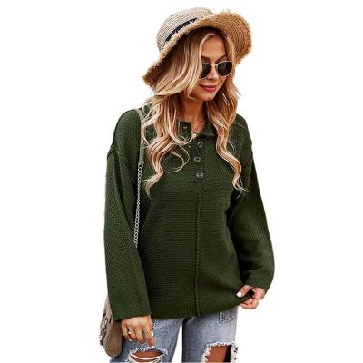 China Anti-pilling 2021 Autumn Winter girl OEM/ODM New arrivals sweaters knit neck beige women's button pullover sweater solid color sweaters for sale