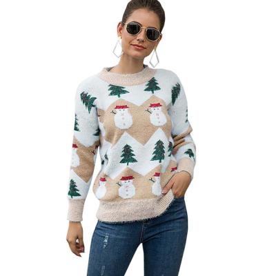 China 2021 New Fashion OEM/ODM Breathable Girl Knit Sweaters Custom Ugly Christmas Crewneck Sweater Women's Sweaters for sale