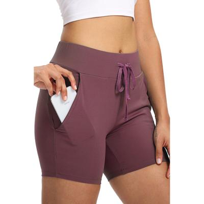 China Breathable Wholesale Custom Size High Tie Best Factory Quality Slim Fit Yoga Shorts for sale