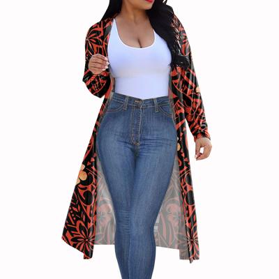 China Breathable Floral Clothes Open Front Sleeve Casual Oversize Womens Long Cardigan for sale