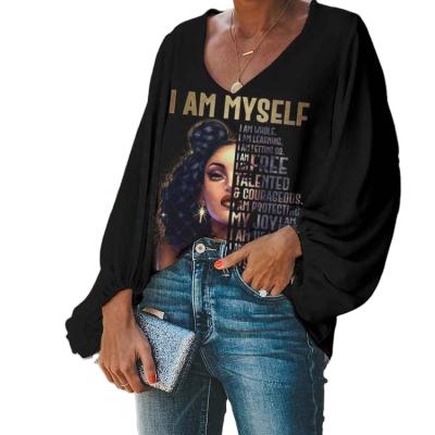 China Unique Design Hot Selling Anti-wrinkle Printed Fashion Loose Women's Blouses for sale