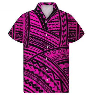 China Anti Pilling Samoa Floral Plus Size Polynesian Tribal Printed Shirts Trendy Shirt For Men Short Sleeves Casual Boy's T-Shirts Customized for sale