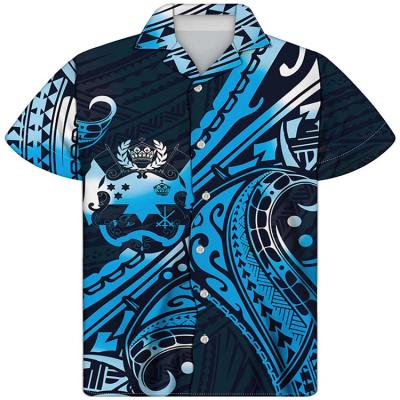 China Plus size anti-pilling printing latest design summer turn down collar polyester floral print shirts for men for sale