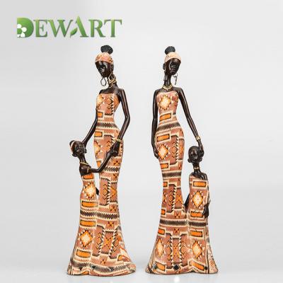 China Custom resin 3D women figurines Africa family statue home decoration black lady African sculpture for sale