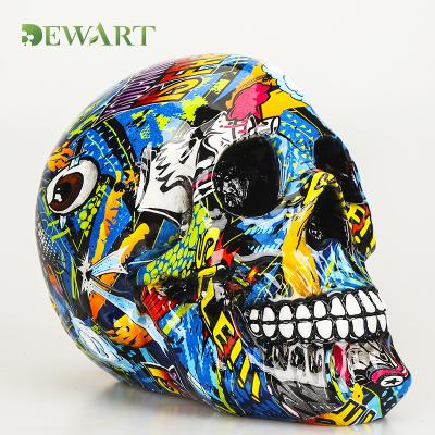 China Wholesale Europe Polyresin Opens Head Skeleton Figurines Art Skull Sculpture Statue Resin Home Decor for sale