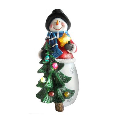 China Christmas Snowman Resin Desktop Figurines Polyresin Sculpture Festival Decor Stuff Home Festival Ornaments Custom Crafts for sale