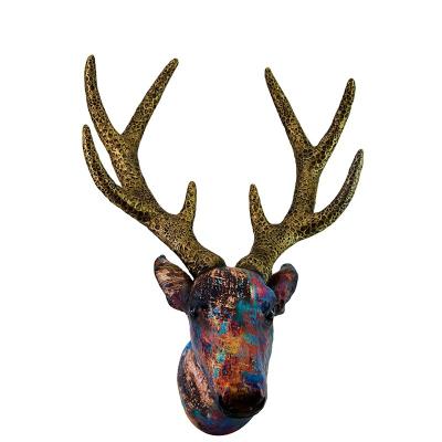 China Art Decor New Arrivals Resin Bedroom Deer Head Decorative Wall Hanging Ornament for sale