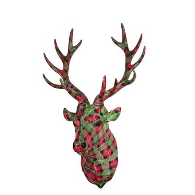 China Art Decor Home Wall Hanging Decoration Ornaments Custom Resin Colorful Animal Deer Head Vintage Statue for sale