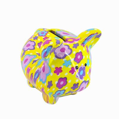 China Polyresin Cute Resin Business Gifts Promotional Cute Resin Business Gifts Colorful Pig Graffiti Coin Bank Money Saving Pig Box for sale