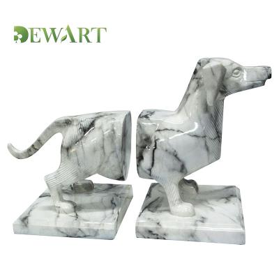 China Europe Polyresin Bookends Dachshund Resin Sculpture Simulation Dog Art Statue Home Decor Colorful Drawing Creative Gift for sale