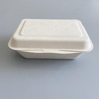 China 450ml clamshell food containers food box biodegradable takeway paper lunch box for sale