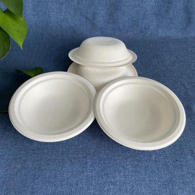 China Disposable Sugarcane Bagasse Pulp Bowl Food Bowl Tableware Set Dish Paper Bowls for sale