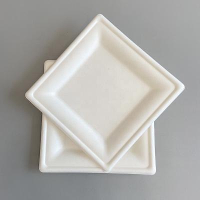 China Wholesale Disposable Pulp Tray Disposable Paper Sugarcane Paper Plates Square Dinner Dishes for sale