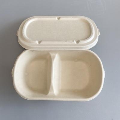 China Biodegradable Bagasse Lunch Box Sugar Cane Take Away Disposable Box Containers With Lids For Food for sale