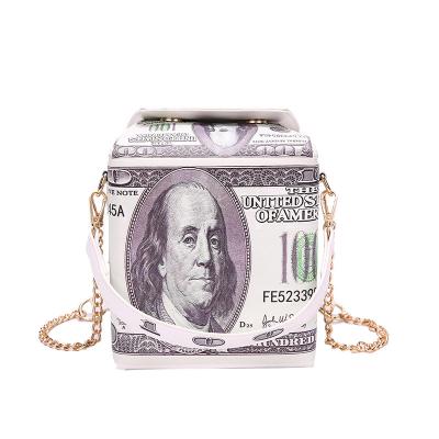 China Fashion Dollar Pattern Handbags Fashion Luxury Women Dollar Pattern Bag Shoulder Purses Handbags PU Money Bucket Leather Female Bag for sale