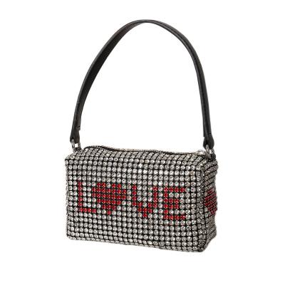 China Others Fashion Love Full Diamond Rhinestone Lady Armpit Bags Designer Handbags Women Purses Handbags for sale