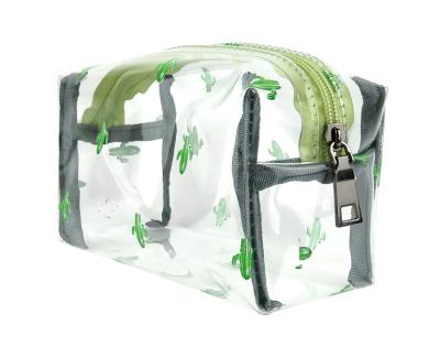 China E-Friendly Clear Zipper Closure OEM/ODM Pattern Travel Cactus Cosmetic Pouch For Ladies for sale