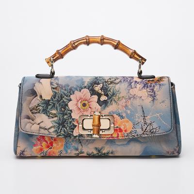 China 2022 New Peony Luxury Leather Cheongsam Waterproof Antique Handmade Bag Retro Boston Dinner Bag Women's Bags for sale