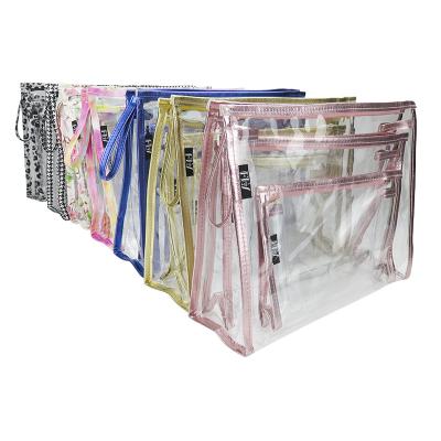 China Clear Cosmetic Bag Stand Up Travel Zipper Cosmetic Bags Transparent Clear PVC Makeup Bag for sale