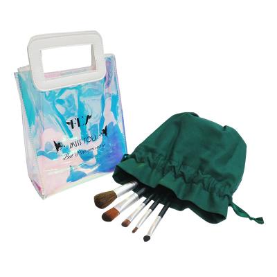 China Eco-Friendly 2 In 1 Cosmetic Bag Jelly Tote Transparent Bags Clear Makeup Brush Bag With Drawstring Pouch for sale