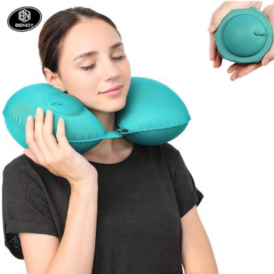 China Portable Therapy Amazon U-Shape Inflatable Pillow Super Soft Automatic Travel Pillow for sale