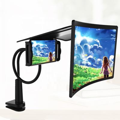 China Amazon portable new HD curved screen 12 inch mobile phone screen amplifier phone lazy bracket for sale