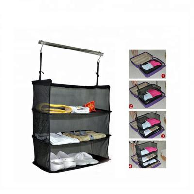 China Amazon Viable 3 Layer Travel Portable Accessories Hang Hanging Organizer Wardrobe Clothes Mesh Storage Bag for sale