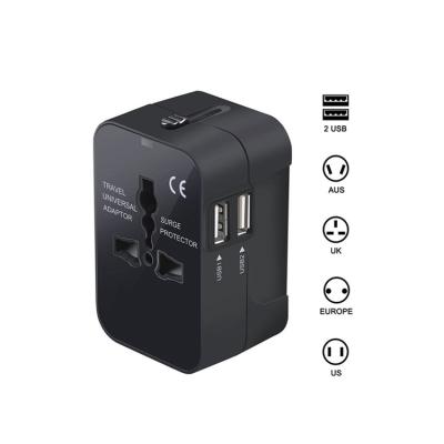 China Good Quality Global Universal Eco-friendly Power Plug Travel Adapter with 2 USB Charger Ports for sale