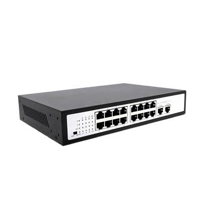 China Industrial POE CCTV 10/100Mbps 16Port+2 Port Gigabit Ethernet Support IEEE802.3AF 48V POE Switch for sale