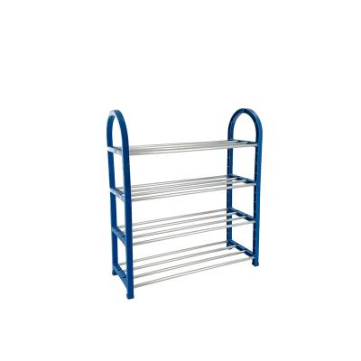 China Minimalist Easy To Disassemble Stainless Steel Shoes Rack Machines Space Saving Metal Wholesale Free Assembled Door Shoe Storage Shelf for sale